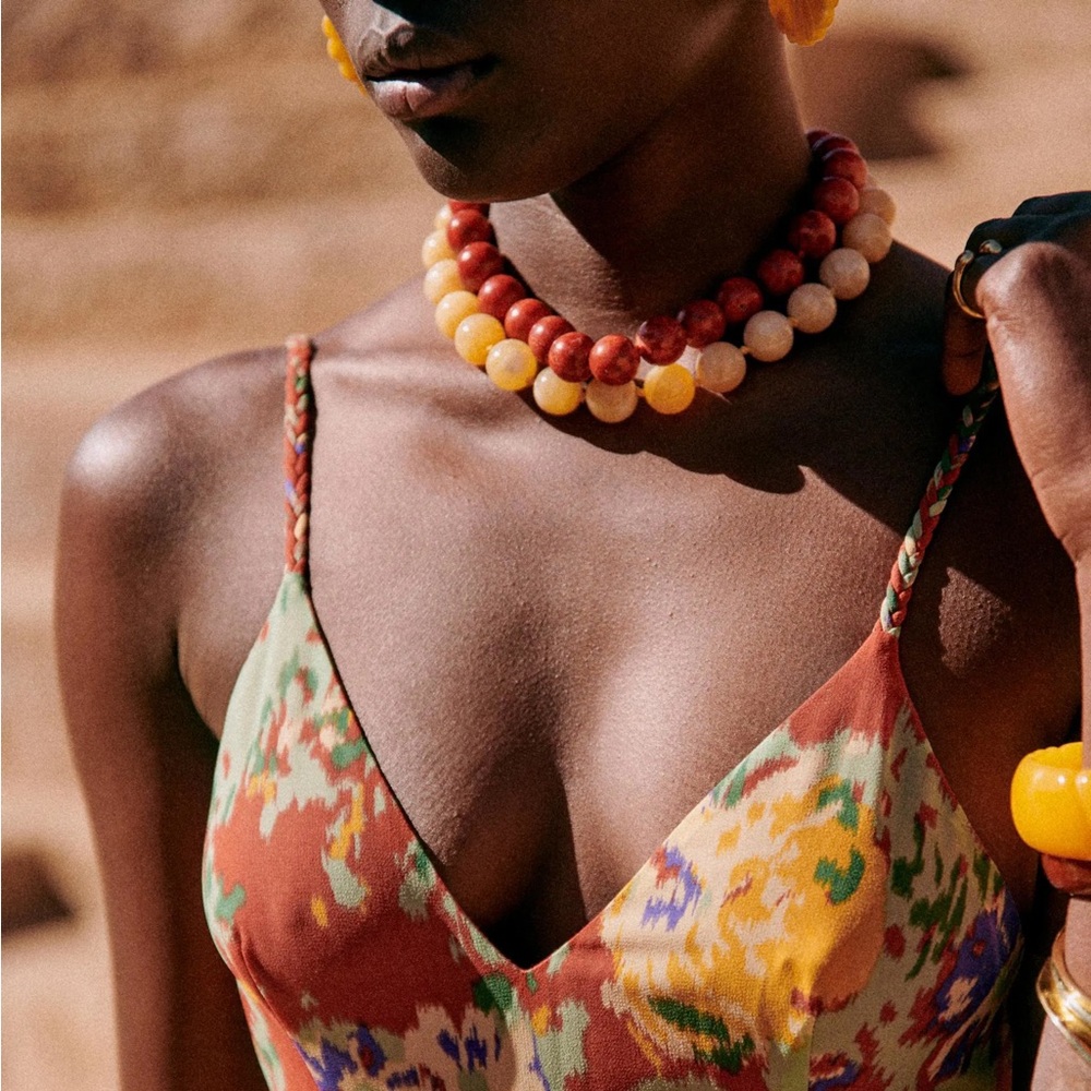 SEZANE RED CHUNKY NECKLACE